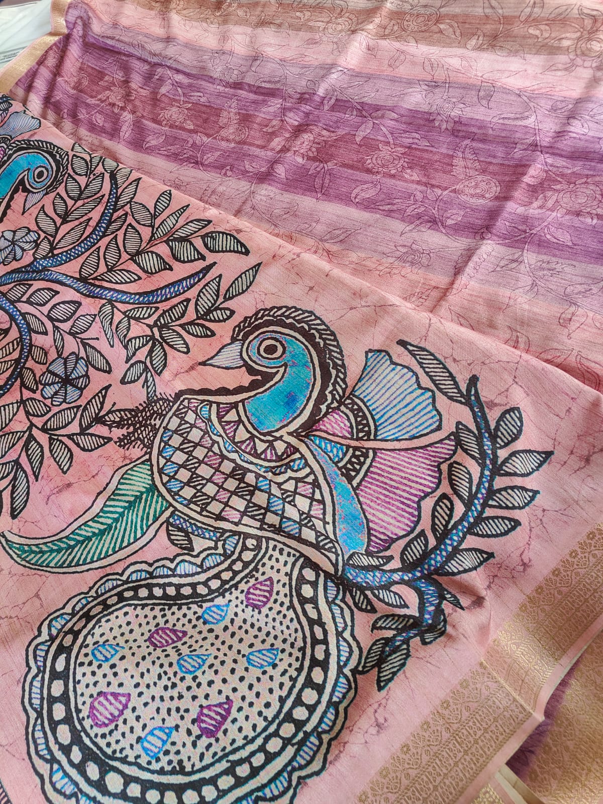 Shades rose silk saree