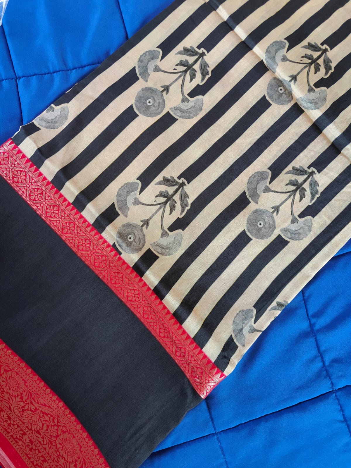 Soft silk black-white striped
