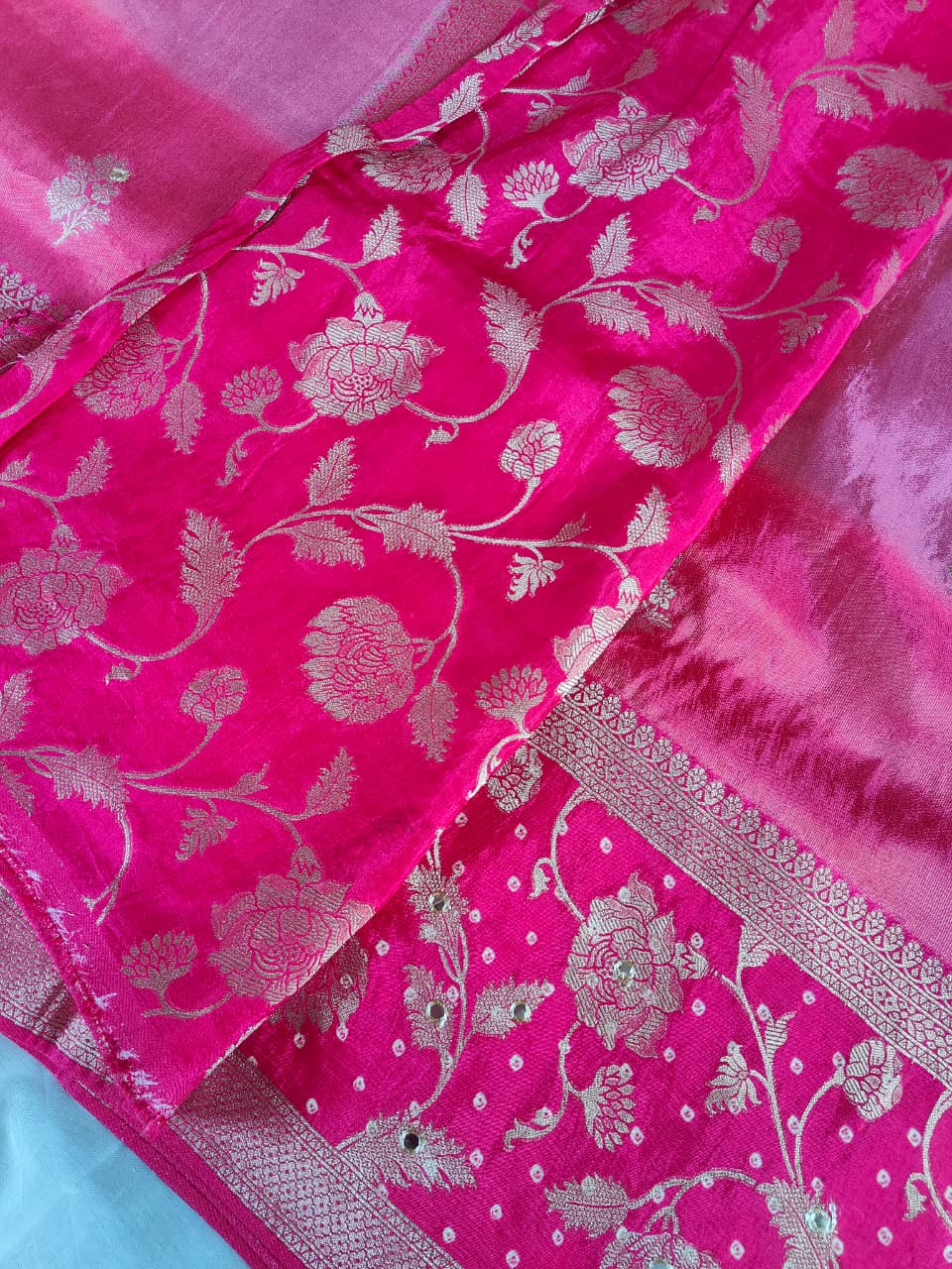 Different shades of pink silk saree