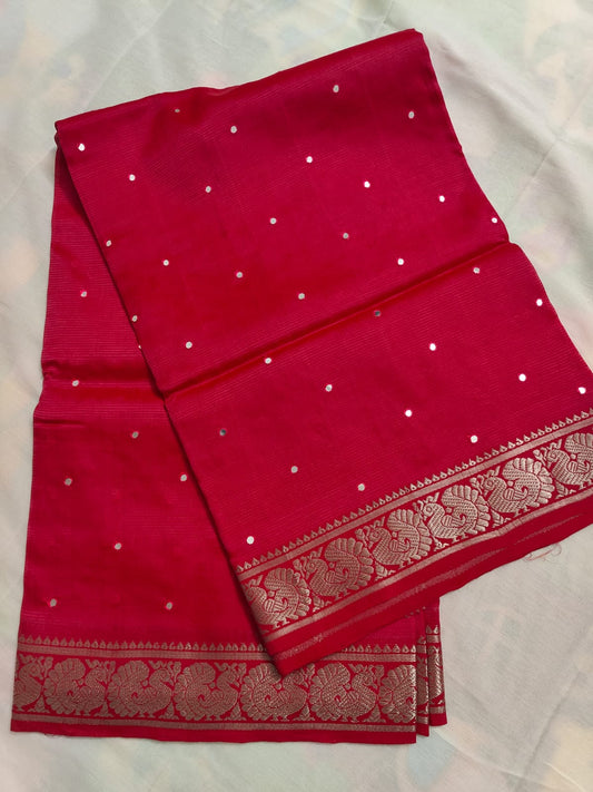 Mirror work saree pink