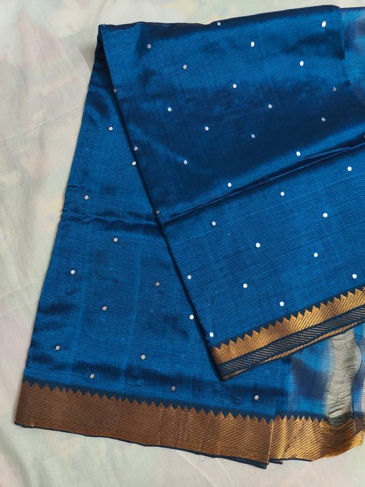 Mirror work saree blue