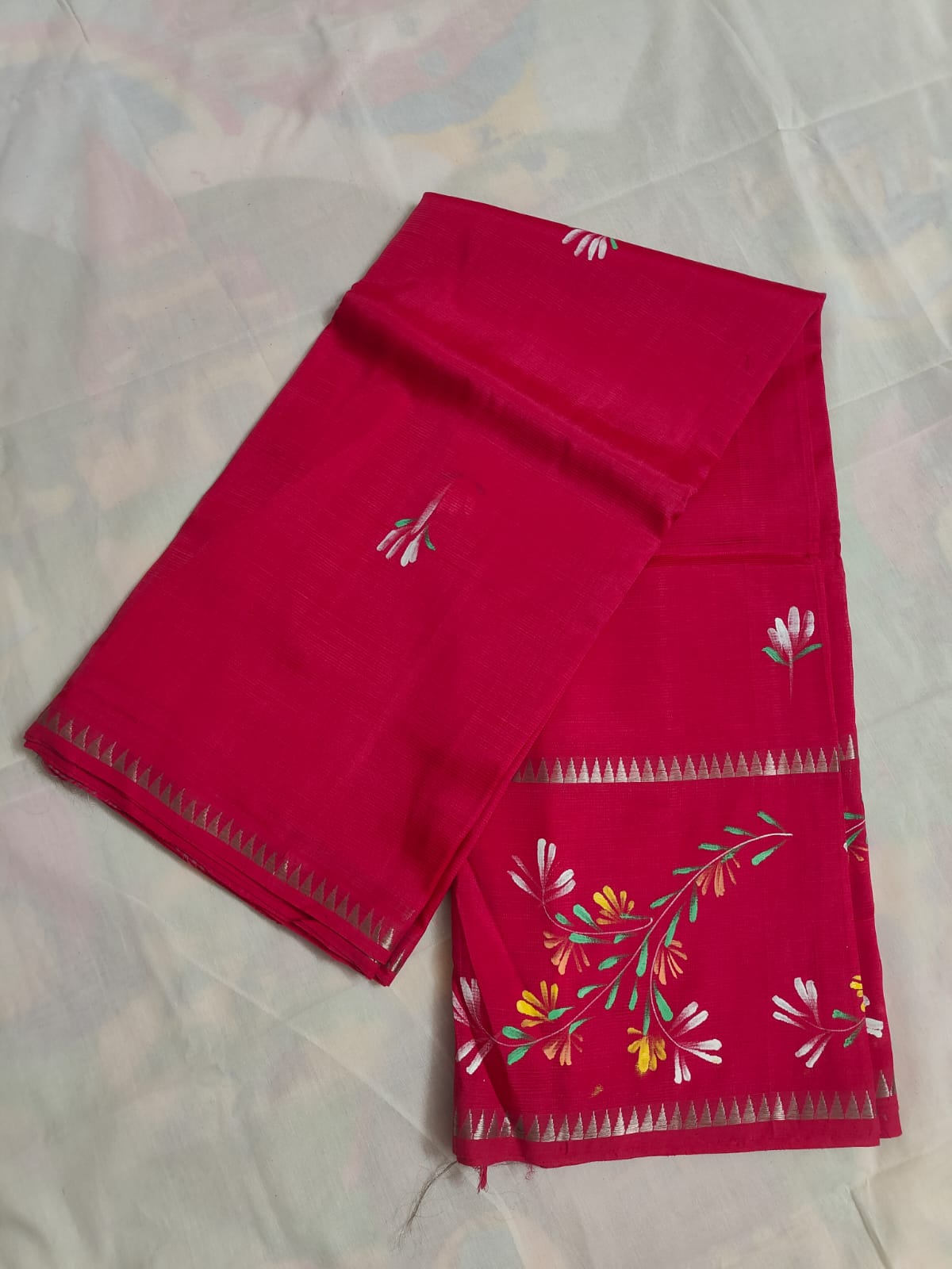 Hand print saree big border