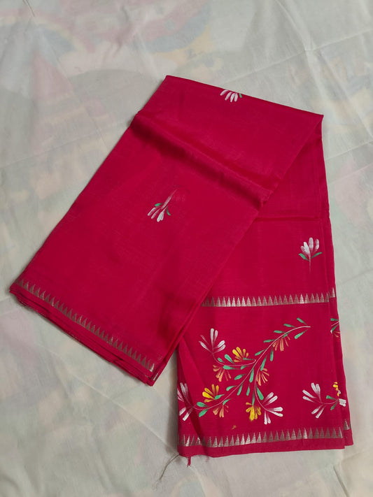 Hand print saree big border