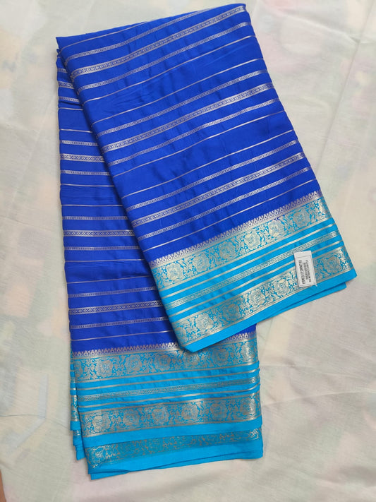 Mysore silk blue contrast