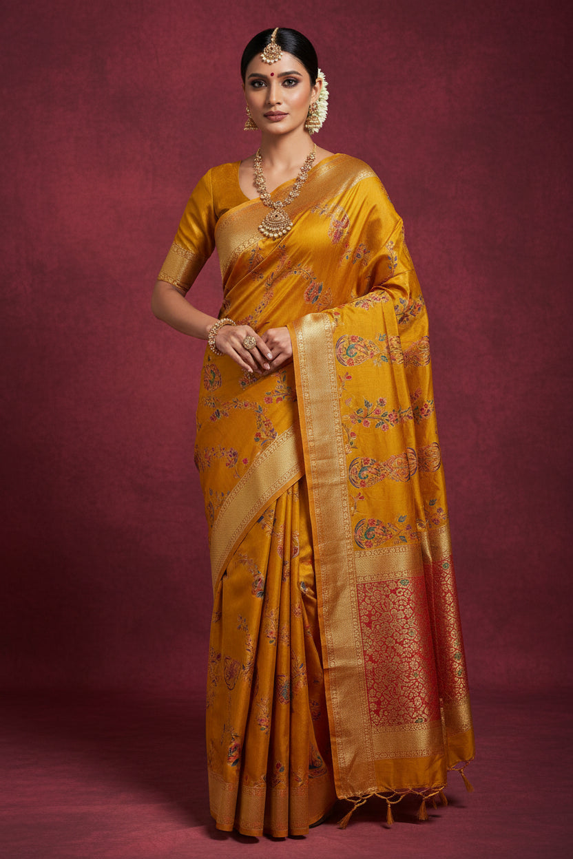 Musted silk designer saree