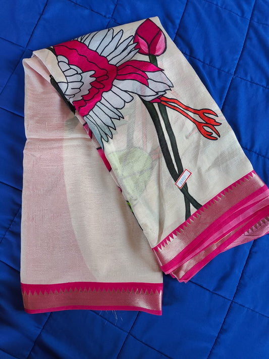Swan Design Saree ( digital print )