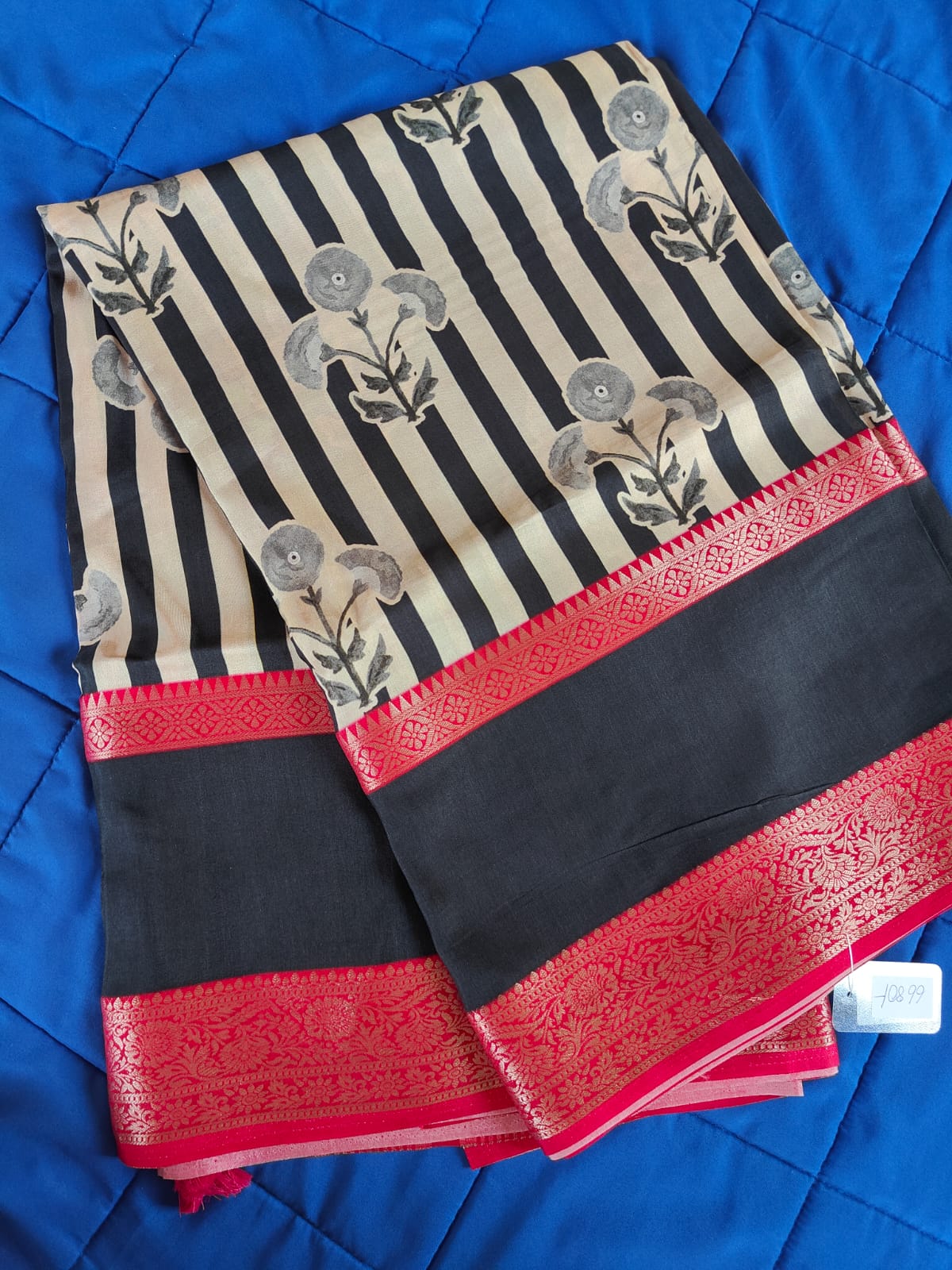 Soft silk black-white striped