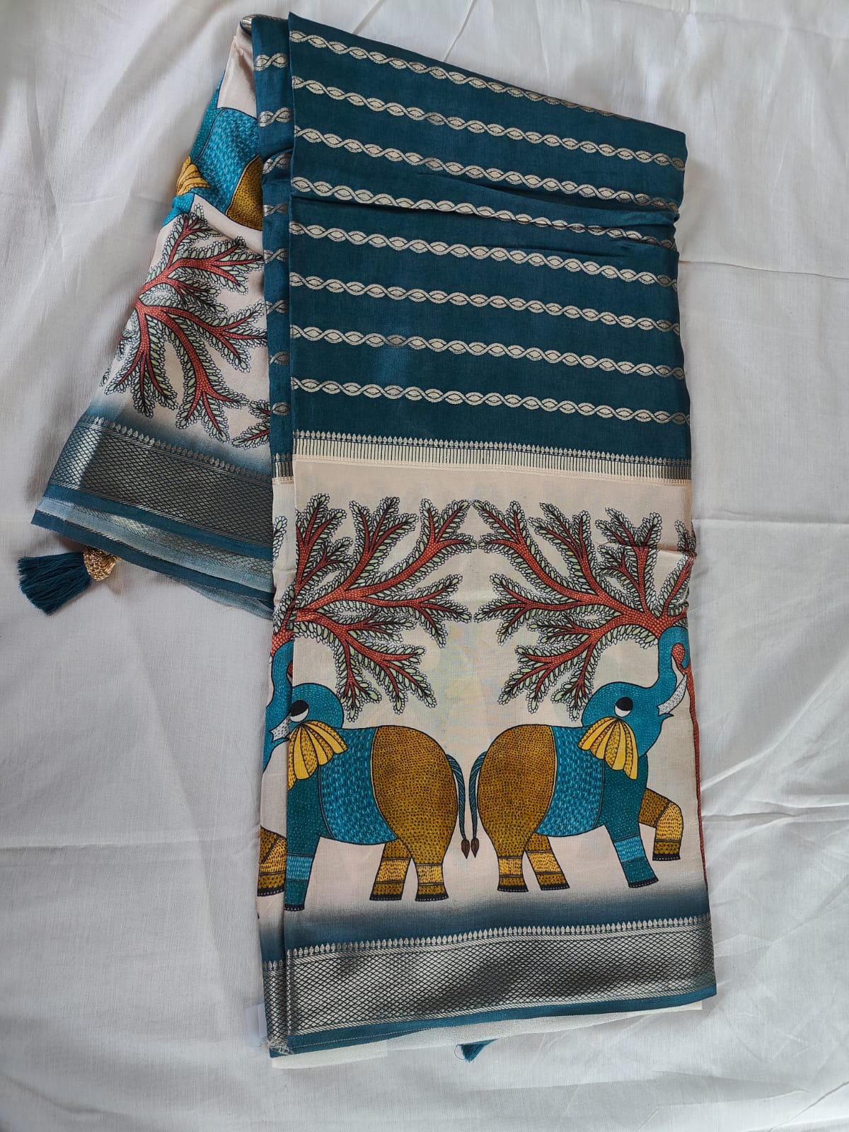 Roopmilan soft silk saree elephant design