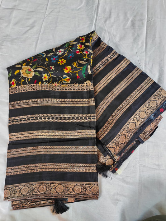 Tisha silk  black  printed saree
