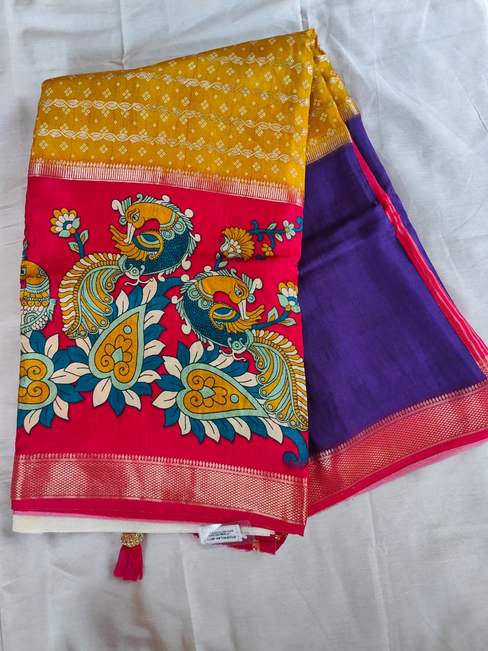Peacock design silk cotton saree