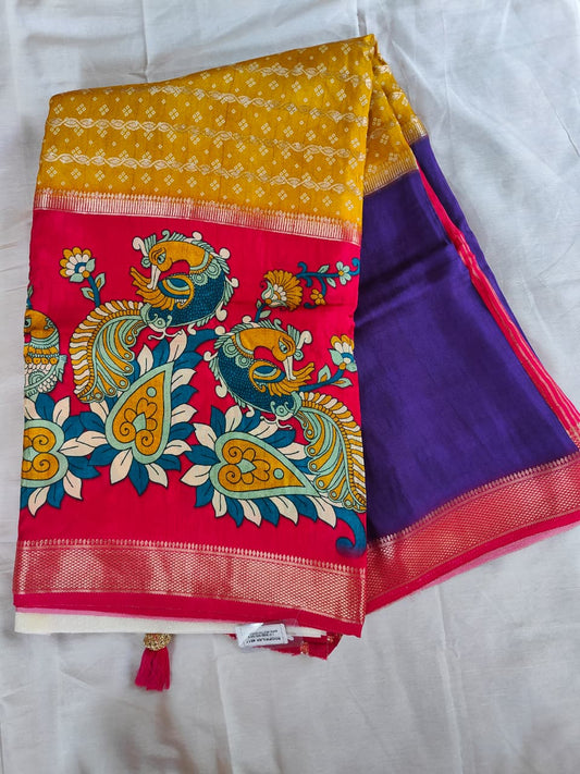 Peacock design silk cotton saree