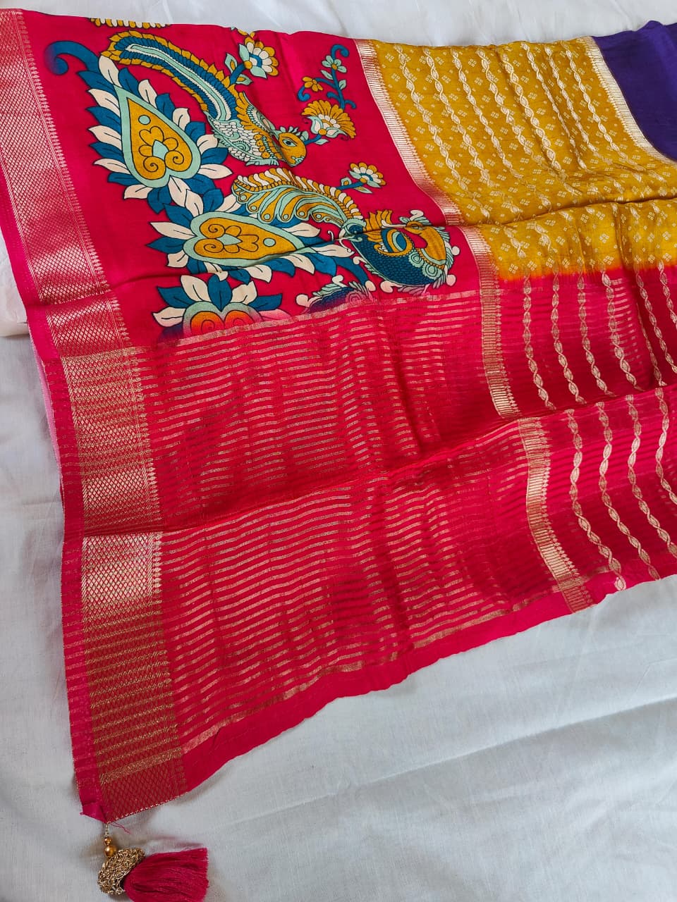 Peacock design silk cotton saree