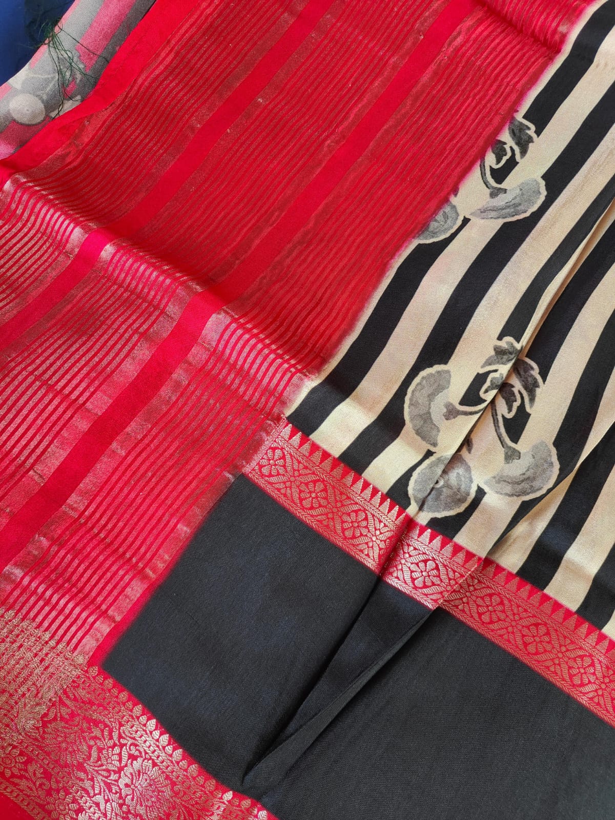 Soft silk black-white striped