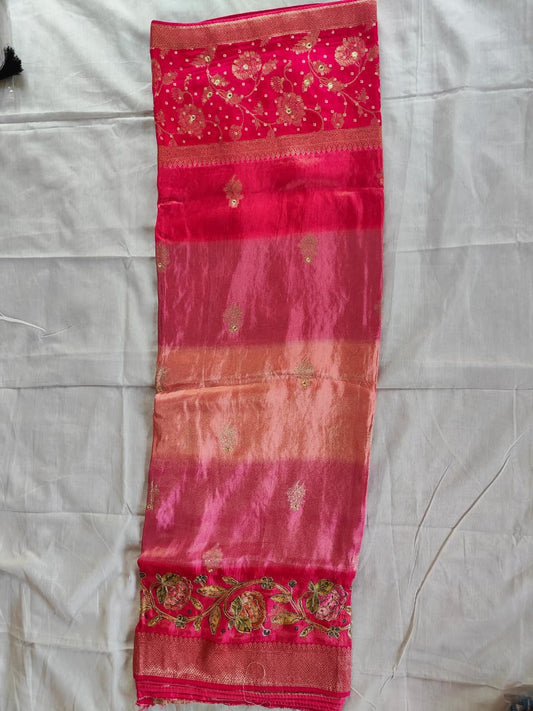 Different shades of pink silk saree